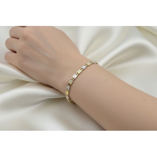 Zlatý 585/1000 náramek vícebarevný žiletkový 1099