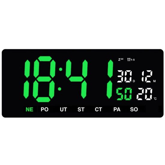 JVD DH3604.4 - Digitální stále svítící hodiny s datumem a dnem v týdnu v češtině