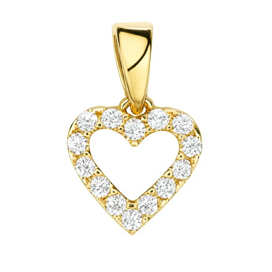 Zlatý 585/1000 přívěs Srdce se zirkony TU-4008