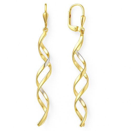 Zlaté visací náušnice z dvoubarevného zlata klapkové