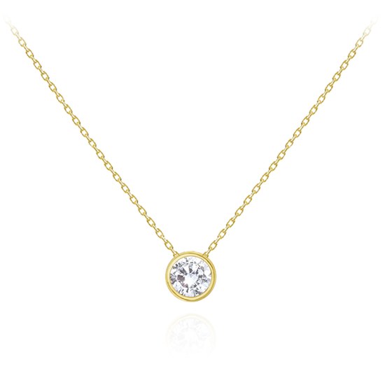 MINET Elegantní zlatý náhrdelník s bílým zirkonem Au 585/1000 1,75g