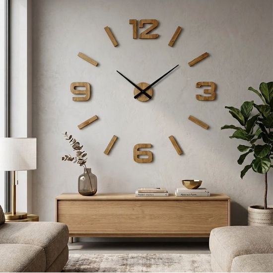 Flexistyle z540g - dubové nalepovací hodiny s průměrem 100-130 cm