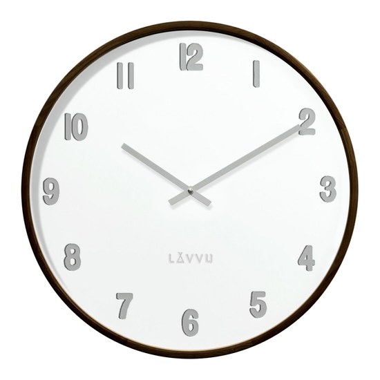 Tmavé dřevěné bílé hodiny LAVVU FADE LCT4061