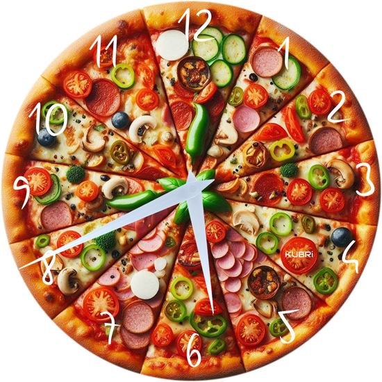 KUBRI KU2104 - Hodiny od českého výrobce s krásným motivem pizzy nebo vlastního obrázku
