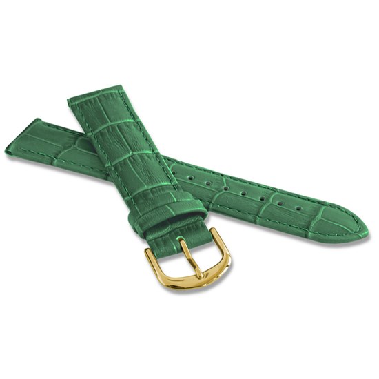 Zelený prošitý řemínek CROCO se zlatou sponou - 20