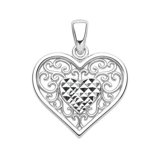 Zlatý 585/1000 přívěsek z bílého zlata srdce 30291