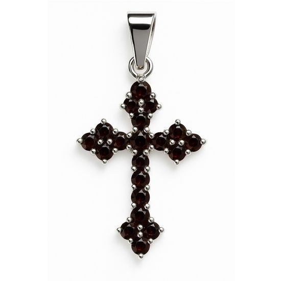 Stříbrný přívěs Křížek s Granáty