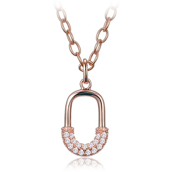 MINET Luxusní rosegold stříbrný 925/1000 náhrdelník se zirkonem JMAS0330RN45
