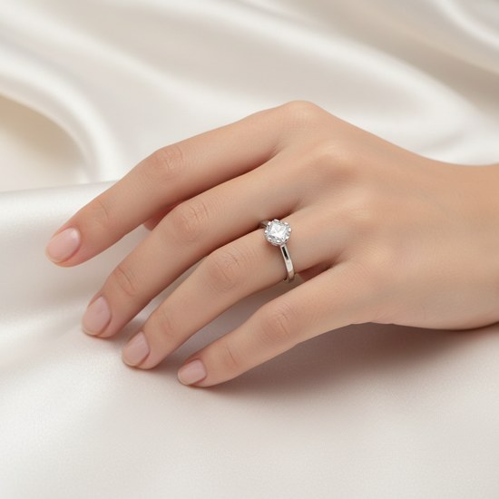 Zlatý 585/1000 prsten z bílého zlata se zirkonem 10319