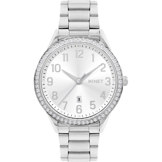 MINET Stříbrné dámské hodinky Avenue s čísly MWL5317
