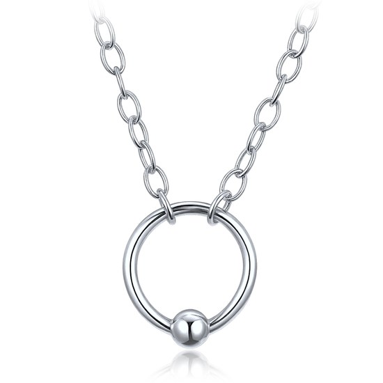 MINET Elegantní stříbrný 925/1000 náhrdelník kroužek JMAS0326SN46