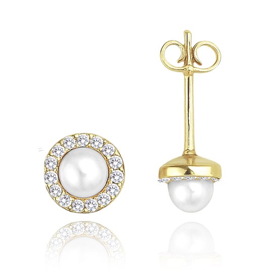 MINET Moderní zlaté náušnice s přírodními perlami Au 585/1000 - 1,05g