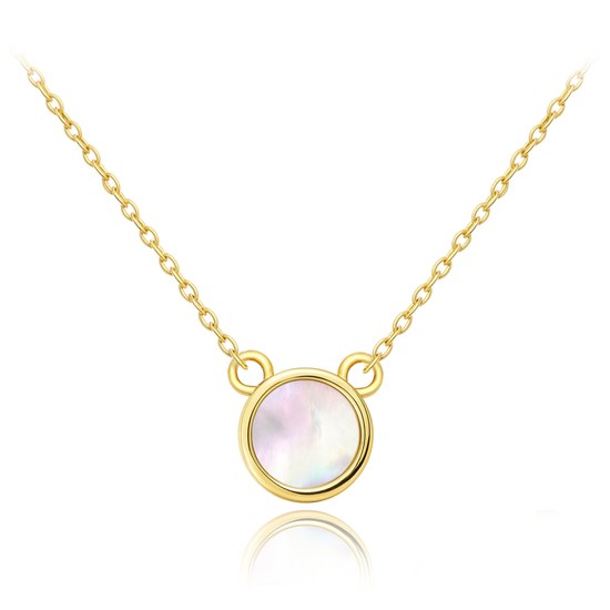 MINET Elegantní zlatý náhrdelník s bílou perletí Au 585/1000 2,05g