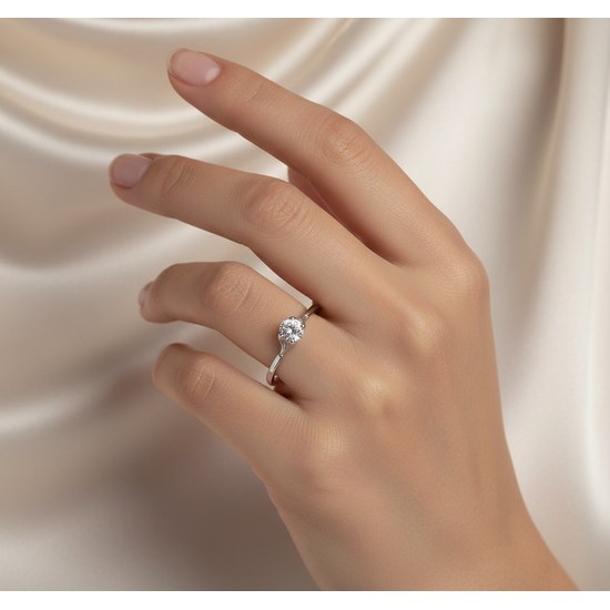 Zlatý 585/1000 prsten z bílého zlata s kameny NR92B