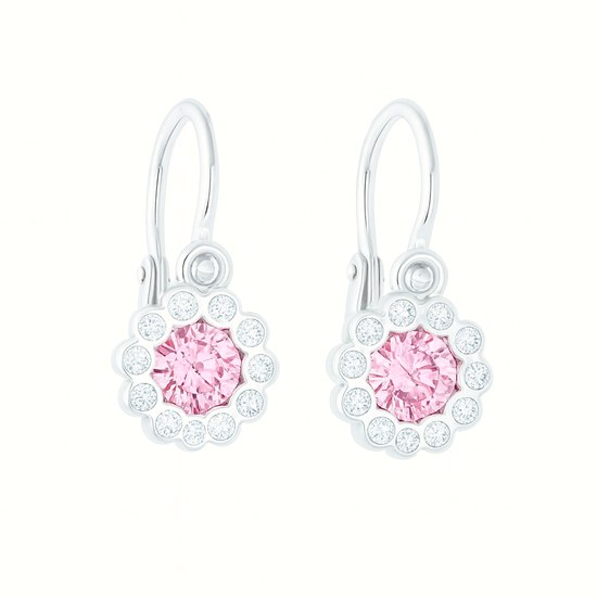 Zlaté 585/1000 náušnice z bílého zlata kytičky 6040B W/P