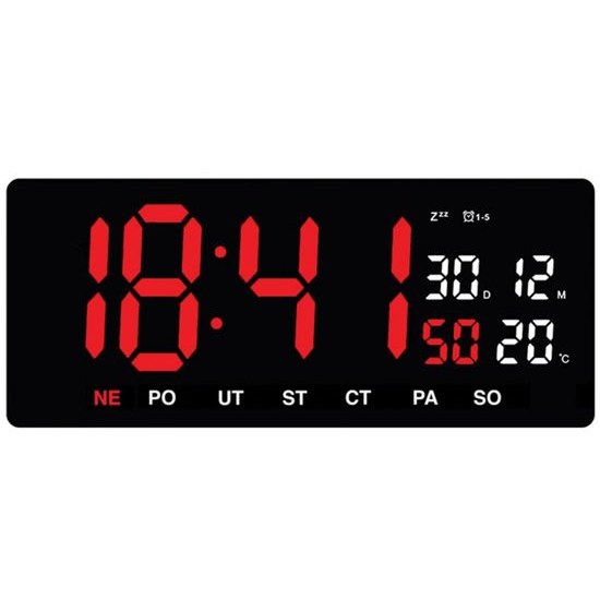 JVD DH3604.3 - Digitální stále svítící hodiny s datumem a dnem v týdnu v češtině