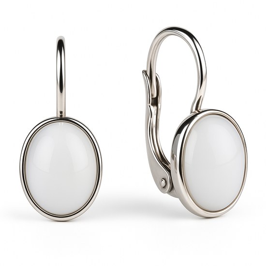 Stříbrné náušnice s bílým sklíčkem