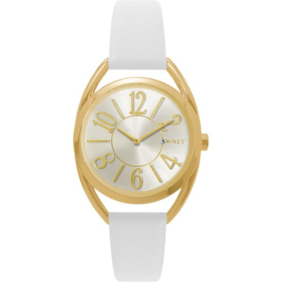 MINET Bílo-zlaté dámské hodinky s čísly ICON WHITE CHARM MWL5089