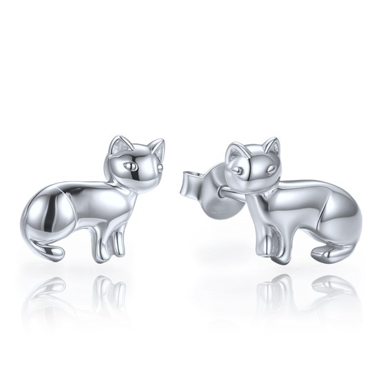 MINET Stříbrné náušnice kočky