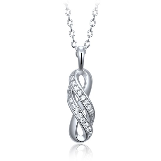 MINET Elegantní stříbrný 925/1000 náhrdelník s bílými zirkony