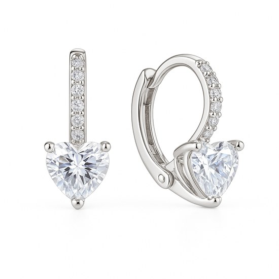 Zlaté naušnice z bílého zlata se zirkony