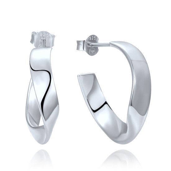 MINET Moderní stříbrné náušnice kroucené kroužky