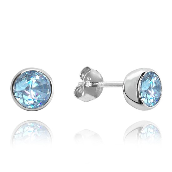 MINET Stříbrné náušnice PECKY s modrými zirkony