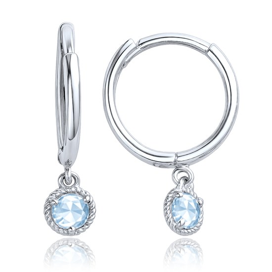 MINET Decentní náušnice z bílého zlata s modrými zirkony Au 585/1000 1,00g