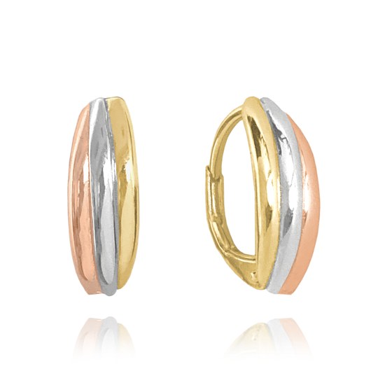 MINET Trojbarevné elegantní stříbrné náušnice