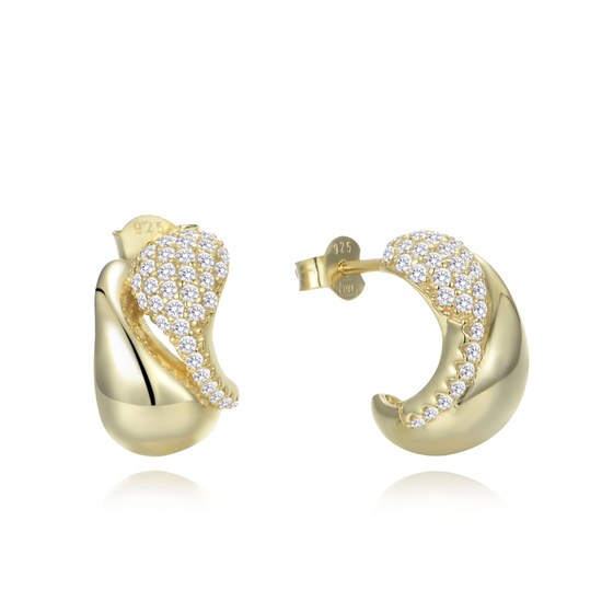 MINET Pozlacené luxusní stříbrné náušnice s bílými zirkony