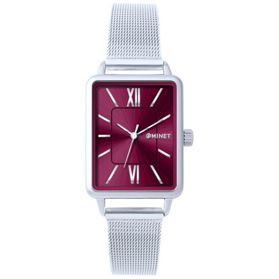 MINET Stříbrno-vínové dámské hodinky SIENA MWL5400