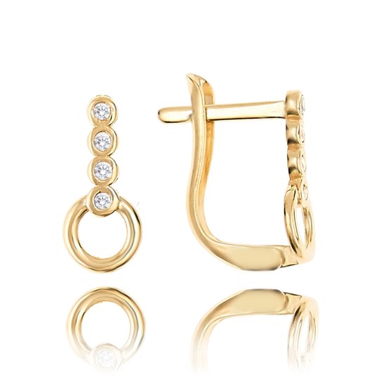 MINET Zlaté náušnice s bílými zirkony Au 585/1000 1,30g