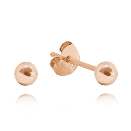 MINET Rose gold stříbrné náušnice KULIČKY MALÉ 3 mm