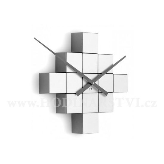 Designové nástěnné nalepovací hodiny Future Time FT3000SI Cubic silver