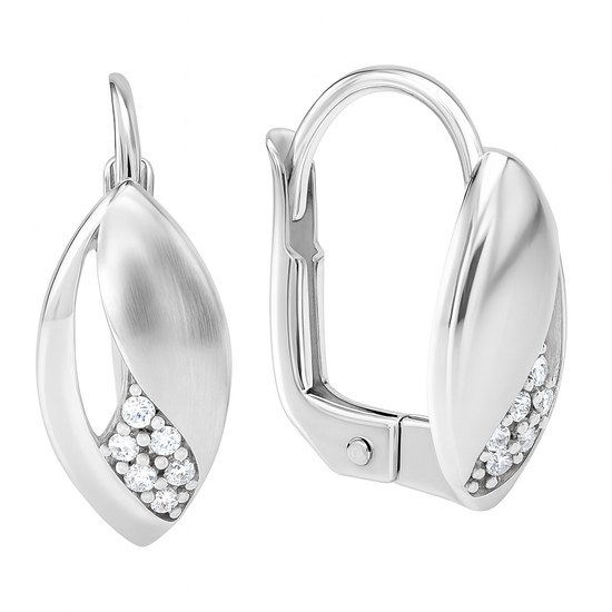 Zlaté náušnice z bílého zlata se zirkony klapkové