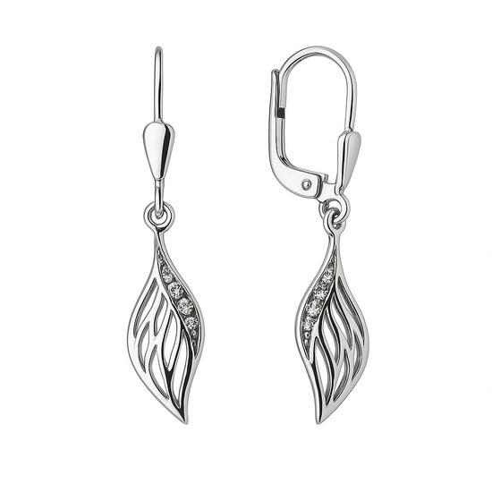 Zlaté visací náušnice z bílého zlata se zirkonem klapkové