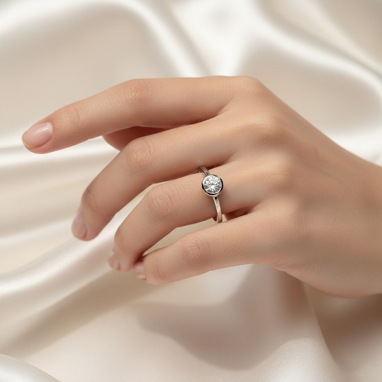 Zlatý prsten z bílého zlata se zirkonem