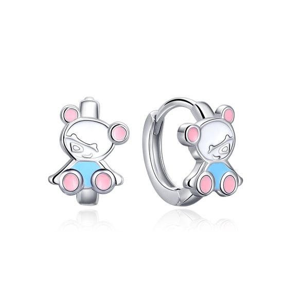 MOISS dětské stříbrné náušnice SMALT MEDVĚD