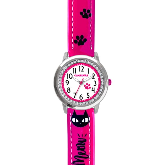 CLOCKODILE Růžové dívčí dětské hodinky KOČKY