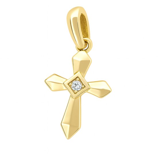 Zlatý 585/1000 přívěsek se zirkonem křížek 3790