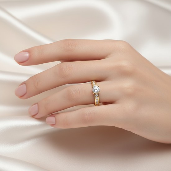 Zlatý 585/1000 prsten se zirkony 5063