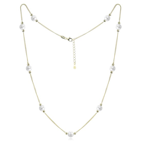 MINET Pozlacený stříbrný náhrdelník s přírodními perlami