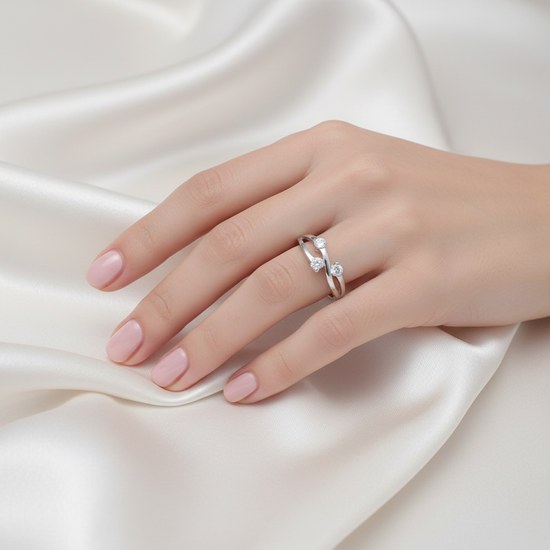 Zlatý 585/1000 z bílého zlata prsten se zirkony 5042BK