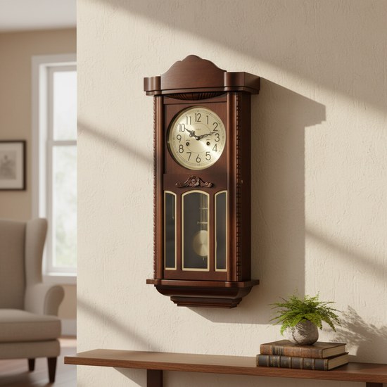 Adler 11002-W - dřevěné kyvadlové hodiny s mechanickým strojem a půlovým bitím