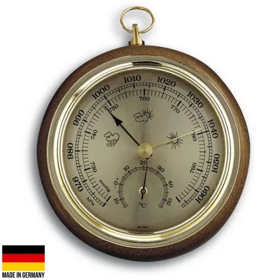 Barometr s teploměrem 108 mm na zavěšení - TFA 45.1000.01 - dub