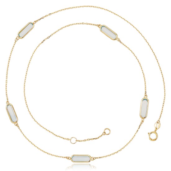 MINET Elegantní zlatý náhrdelník se světle modrými zirkony Au 585/1000 2,90g