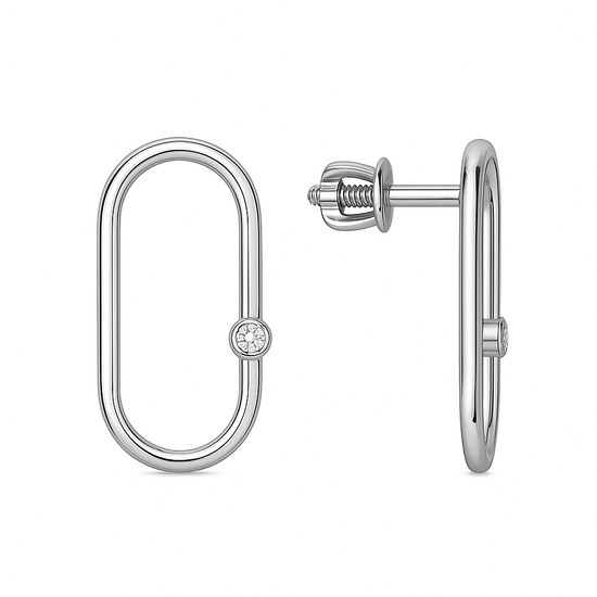 Stříbrné náušnice oválné se zirkonem - šroubek