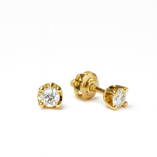 Zlaté 585/1000 náušnice s brilianty 383.1585 0,09ct šroubkové