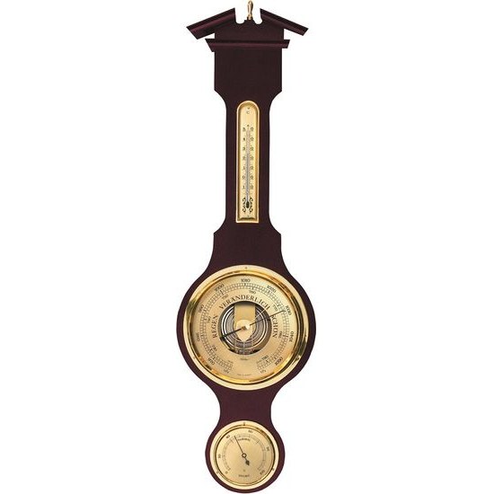 Barometr s teplměrem a vlhkoměrem na dřevěné podložce 6901-22