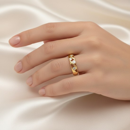 Zlatý 585/1000 prsten se zirkony 5015